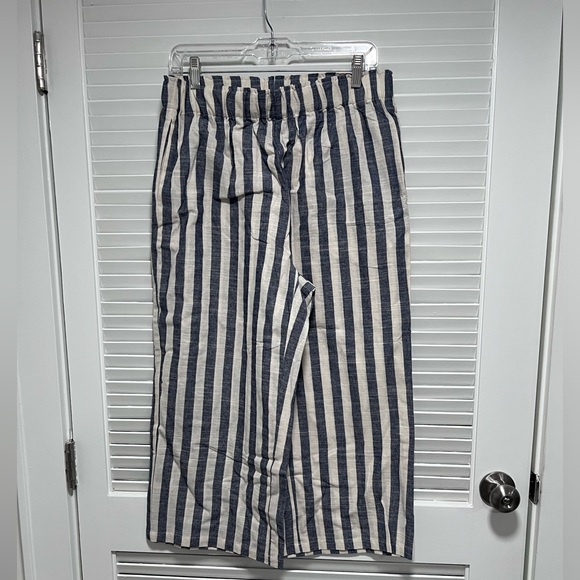 CHARTOU Striped High-Waist Wide-Leg Cotton Palazzo Capri Culotte Pants - Picture 7 of 7